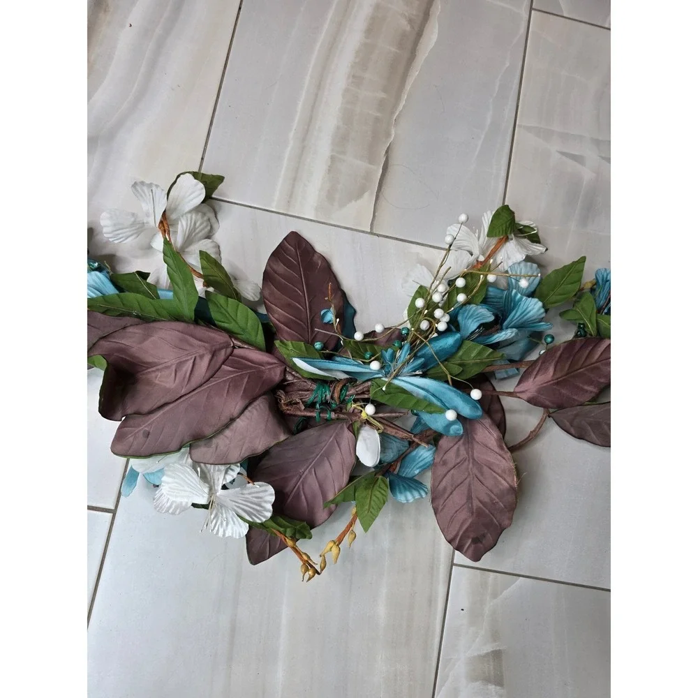 Large Teal & White Floral Wall Decor‎ Metal Flower Wall Art 37